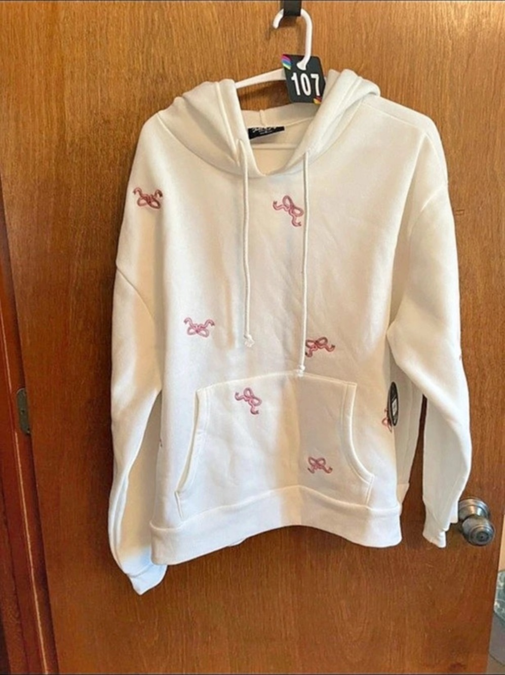 Jolie & Joy Floral Hoodie in White & Pink Size Medium Like New